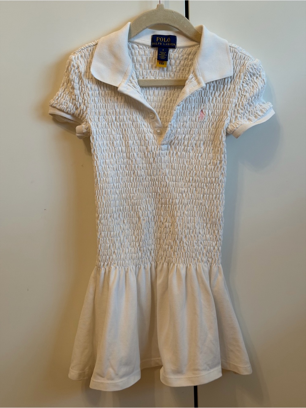 Toddler Girls Polo Ralph Lauren Smocked Polo Dress Mini Dress White Size 4